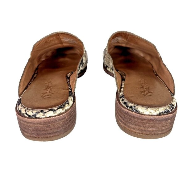 Madewell Women's 8 Frances Snake Leather Loafers Mules Slip On Shoes Boho Flats - Picture 8 of 15